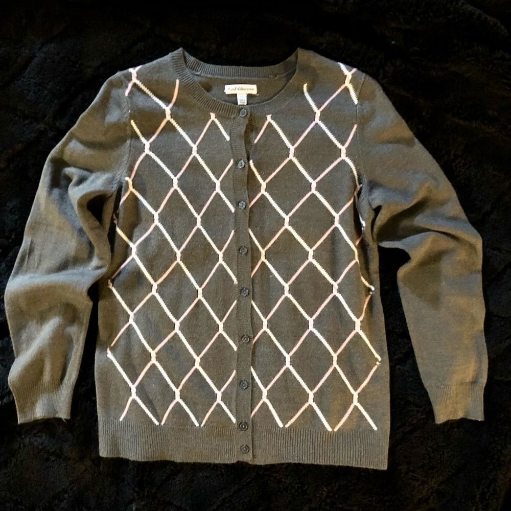 Croft & Borrow Lattice Cardigan Gray S